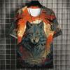 T-shirt da uomo estiva con stampa animale 3D e girocollo