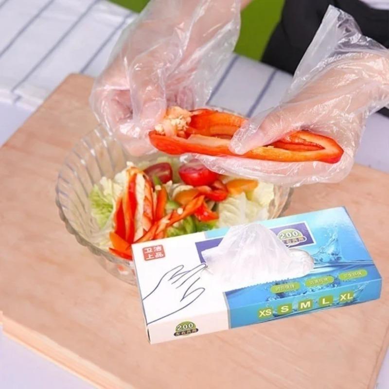 

100PCS/Set Transparent Disposable Gloves Cooking Eco-friendly for Food Cleaning Kitchen Accessories Disposables Gloves 100pcs