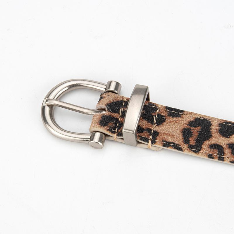 Leopard-print Thin Women's Belt, Fashionable Retro High-end Genuine Leather Decoration with Jeans Belt, Women's Belt