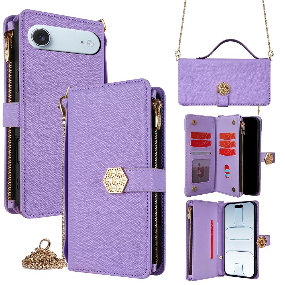 

For iPhone Air Case Cross Texture PU Leather + TPU Wallet Phone Cover with Strap