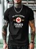 Light Blue Vintage Texaco Motor Oil Graphic T-shirt - Retro Casual Crewneck Tee for Gym