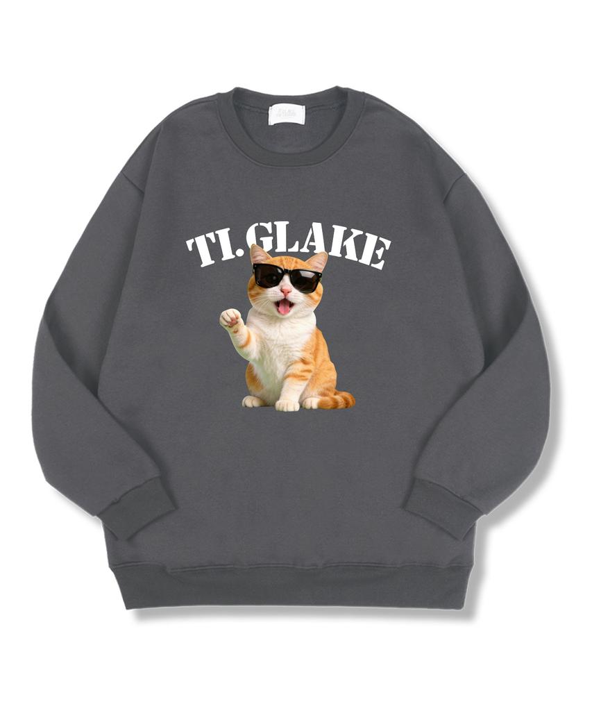 TI.GLAKE Glasscat Oversized Double-Sided Sweatshirt Dark Gray