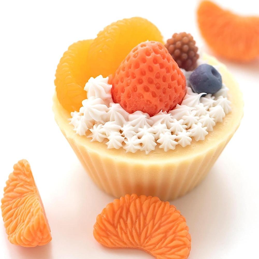 5 Pieces Strawberry Silicone Molds Orange 3D Fondant Molds Craft Cake Molds  for Cupcake Candy