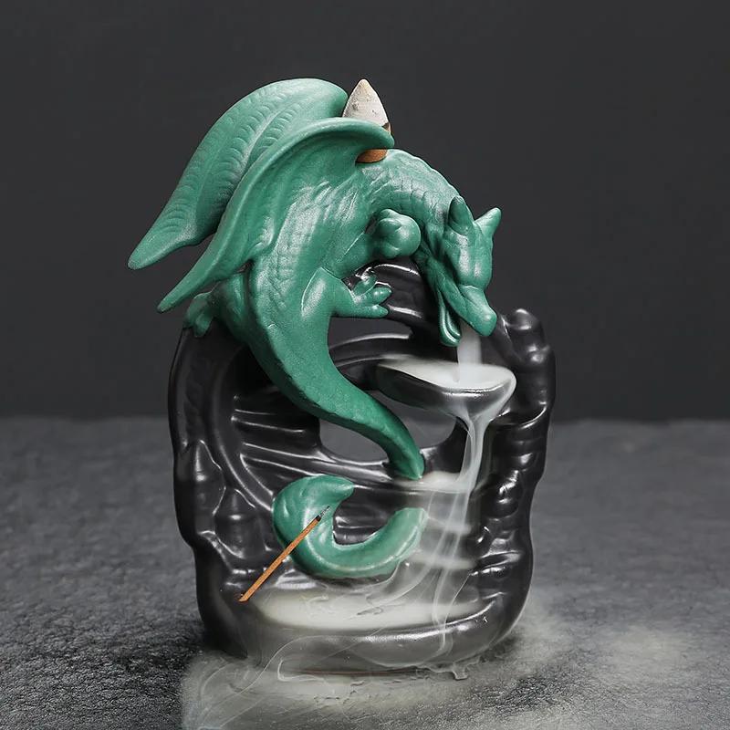 Ceramic Vintage Dragon Backflow Incense Burner, Home Decor, Tabletop Decor, Home Aromatherapy Christmas Gifts (Without Incense)