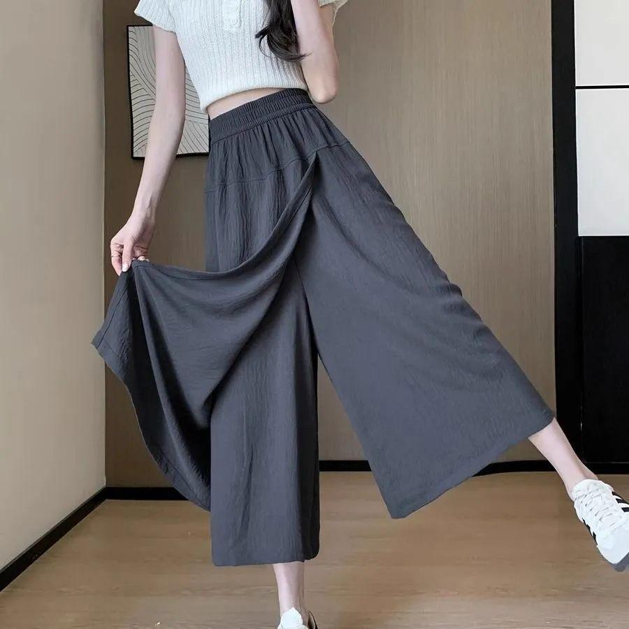 

Summer Pants Are Lightweight and Can Be Worn Twice They Are Loose and Look Thin with Wide Leg Pants for Women 3XL чорний