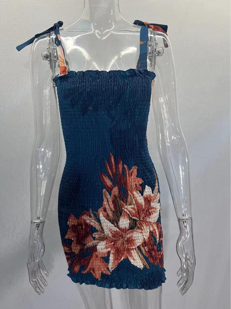 Halter Off-Shoulder Print Bodycon Kleid