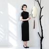 Black national style new Chinese Suzhou long cheongsam improved young 1011 new women's high-end short sleeves summer