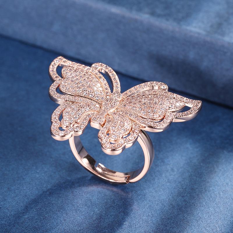 

Jewelry Copper Bottom Gold Plated Popular Exaggerated Personality Bow Live Ring