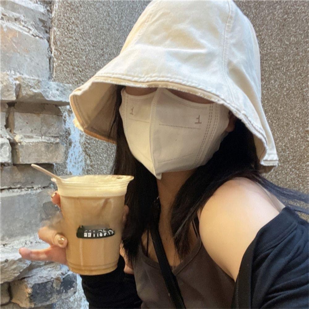 Sun Protection Panama Sun Cap Solid Color Cotton Basin Hat Retro Women's Bucket Hat  Female