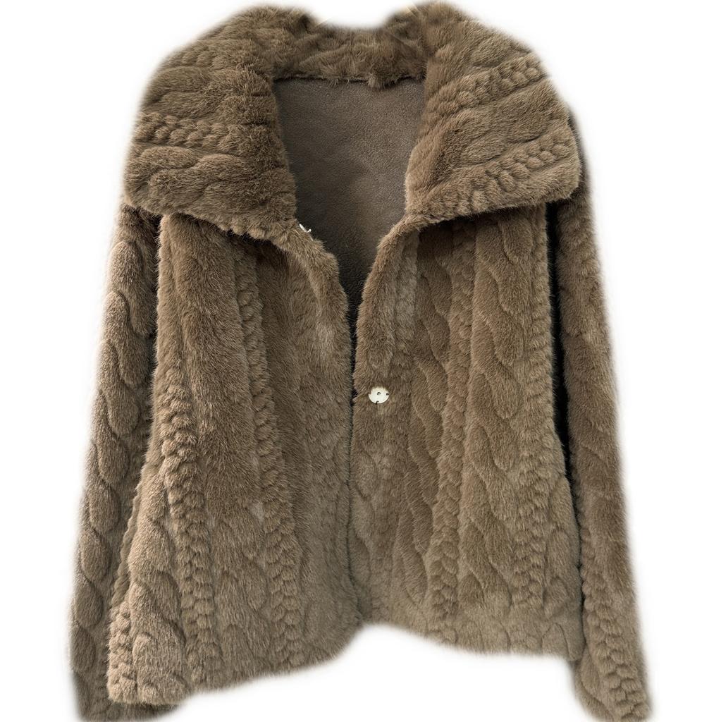 Neuer europäischer umweltfreundlicher Nerzpelzmantel, Pelzimitat, mittellanger Nerzimitatpelzmantel für Frauen