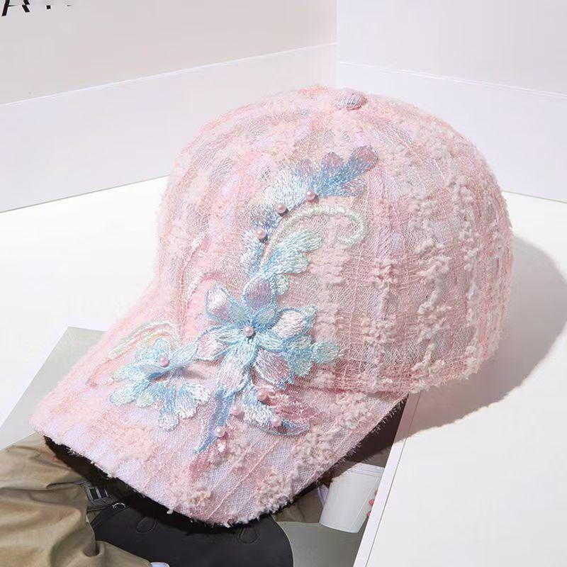 

Floral Women s Spring/Summer Duckbill Cap - Breathable Korean Style Sun Hat One Size рожевий