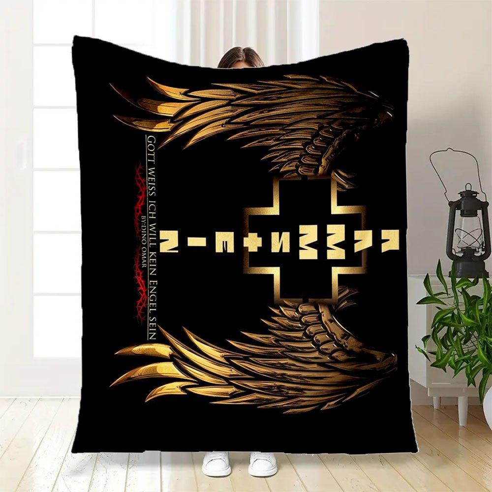 Golden Wings Cross Christian Wall Art Print PosterBlanket Flannel Throw Blanket for Sofa, Bed, Travel, Camping, Office, Couch, Chair, And Be