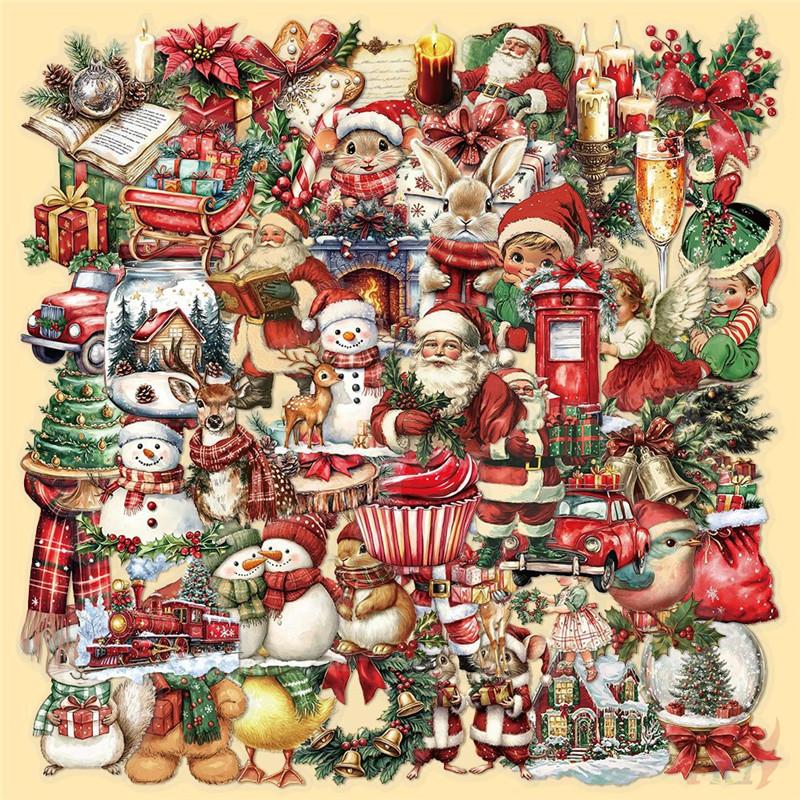 50Pcs/Set Retro ChristmasPET Stickers Waterproof DIY Fashion Doodle Decals Stickers