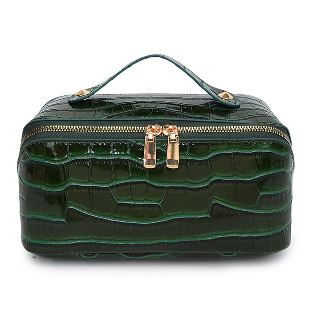 PU Leather Makeup Bag Simple Cosmetic Bag Multi-Compartment Travel Toiletry Bag Makeup Organizer Bag Women Cosmetics Handbag