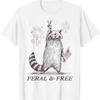 Feral Free Funny Patriotic Racoon And 4th July T Shirt Vintage Streetwear Fashion Casual Breathable Graphic Soft