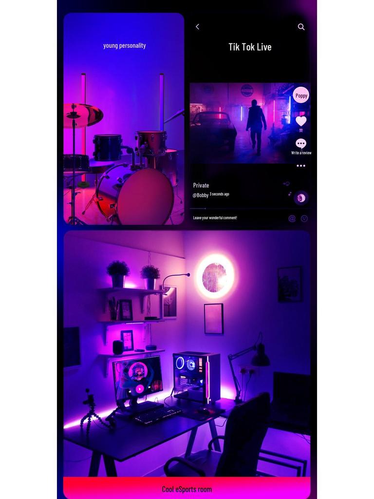Sound-Activated LED Floor & Table Night Lamp for Living Room & Bedroom Decor, Splicing E-Sports Atmosphere Light
