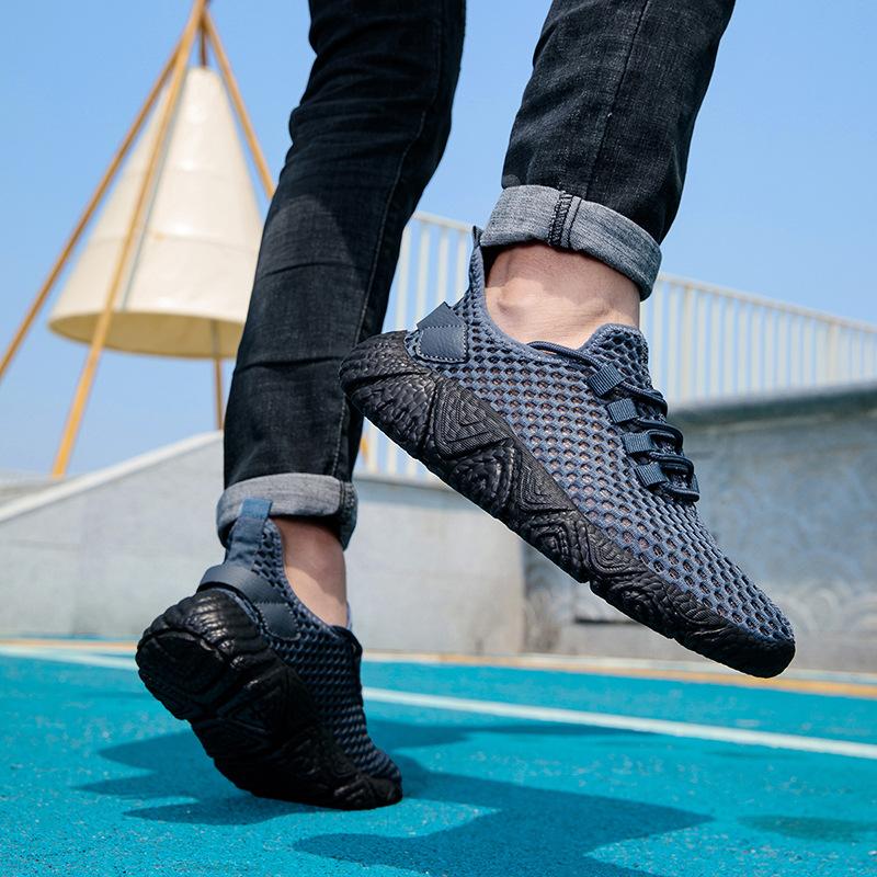 Men's Large Size Mesh Sneakers Breathable Thin Section Hollow Out Running Shoes Casual Couple Model Tide Shoes