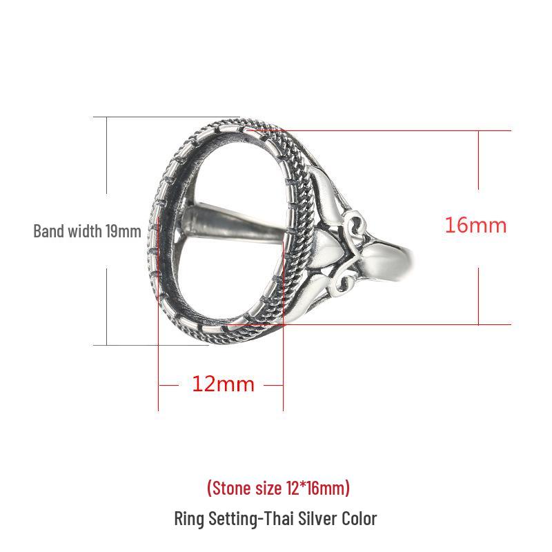 

Кольцо из стерлингового серебра 925 пробы в ретро-стиле с овальной инкрустацией из янтаря, бирюзы и нефрита Adjustable