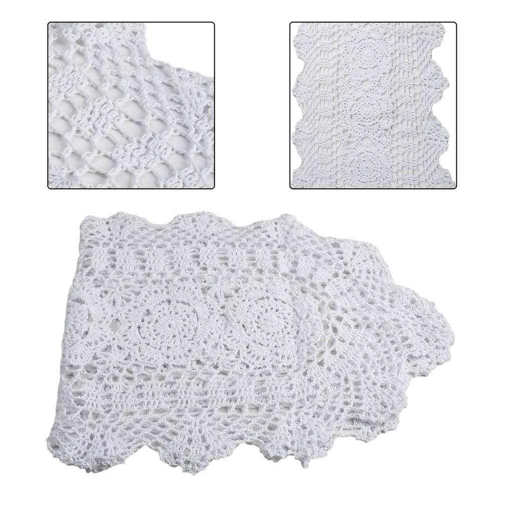 Stylish Floral Oval Tablecloth with Handmade Crocheted Lace 30x80cm