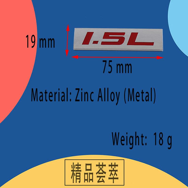 Premium 1.5L 1.5 L for Universal car Engine Hood Fender trunk Tail Rear Bonnet Nameplate Decal Emblem Badge Sticker