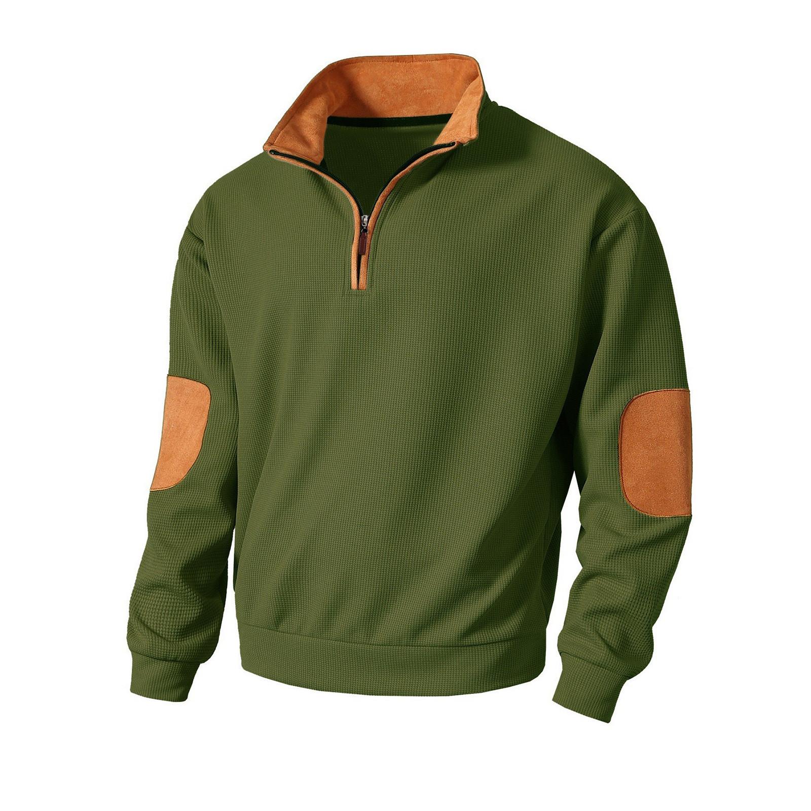 Мужская толстовка, свободная однотонная уличная теплая дышащая футболка, топ L армия зеленый