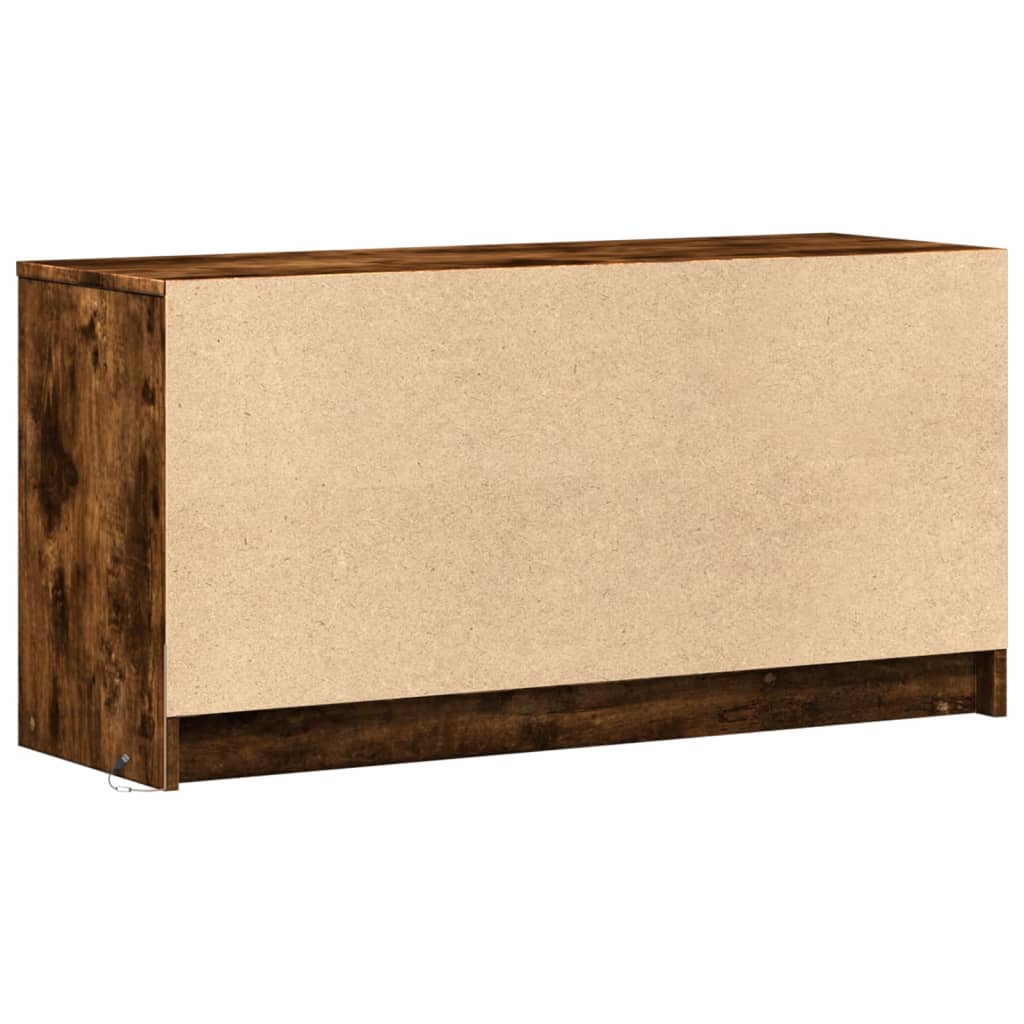 TV Cabinet with LED Lighting Smoked Oak Finish 100 x 34 x 50 cm