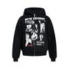 Unisex Retro Kapuce na zip s potiskem portrétu kapely Streetwear Oversized střih Směs bavlny Zimní mikina
