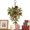 Christmas Wreath Teardrop Berry Pine Cones Swag Decor Artificial Holiday Garland for Holiday Indoor Fireplace Mantle Porch