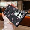 Pink Bowknot Print Matte Slim Case For Samsung S25 Ultra S24 FE S23 S22 A56 A36 A16 A55 A15 A35 A26 Leather Texture Soft TPU Shockproof Phone Cover