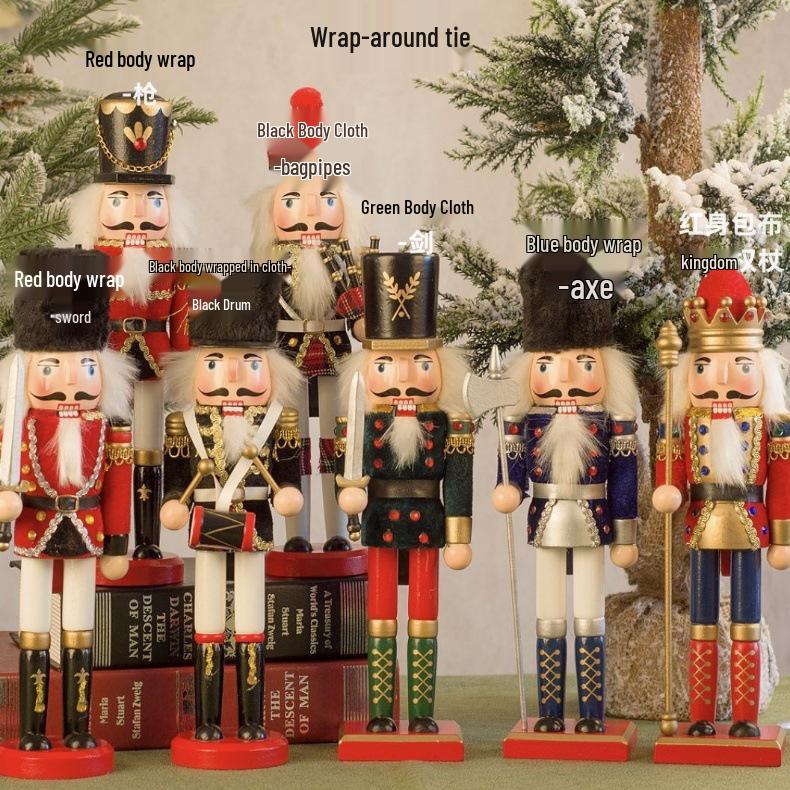 30CM Wooden Nutcracker Ornament for Christmas - Creative Home Decor
