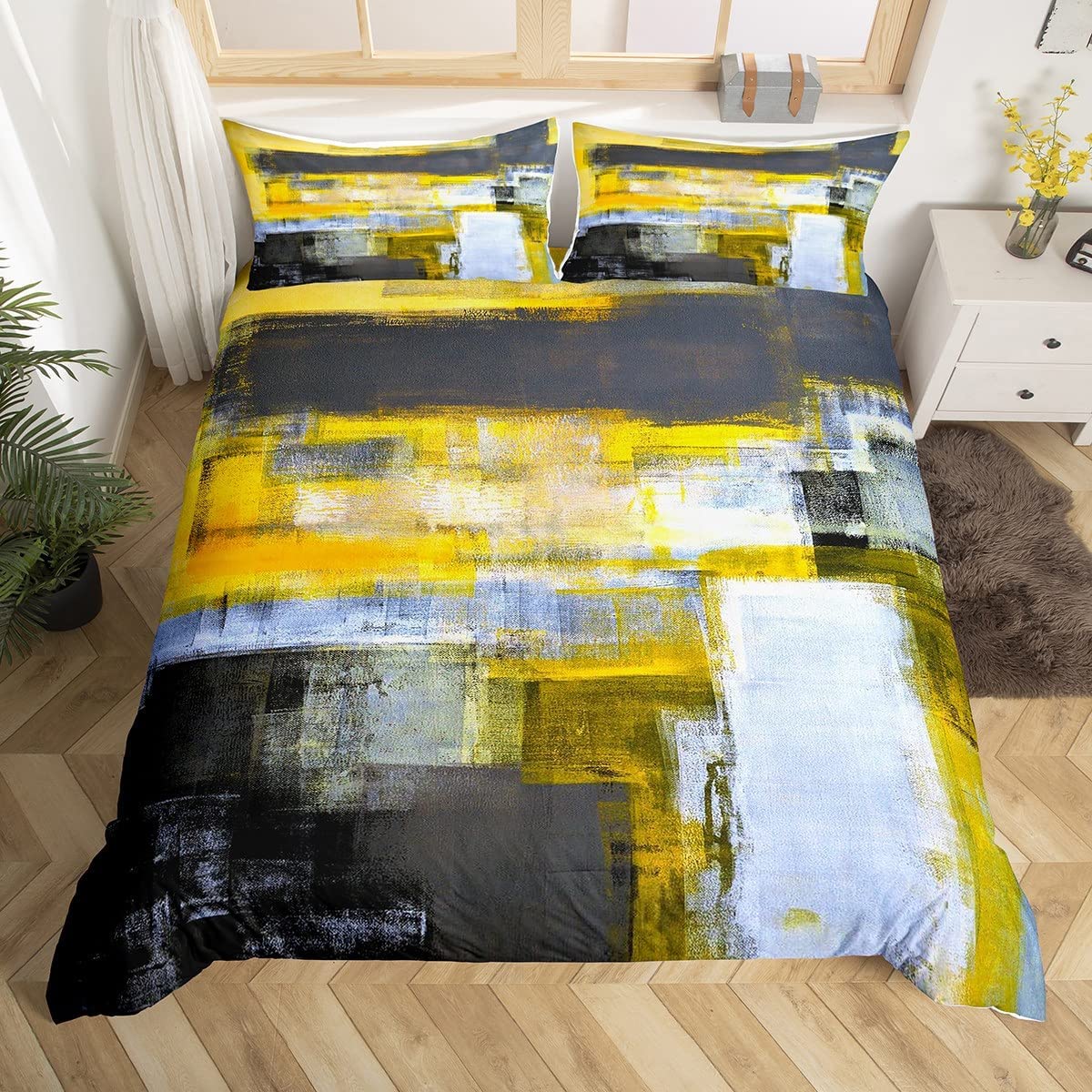 

Ombre Bedspread Cover Kids-oriented Boy Girl,Colorful Oil Painting Bed Cover Package King Size, Abstract Art Artwork Comforter Cover With Pillowcase EU single(135x200cm)