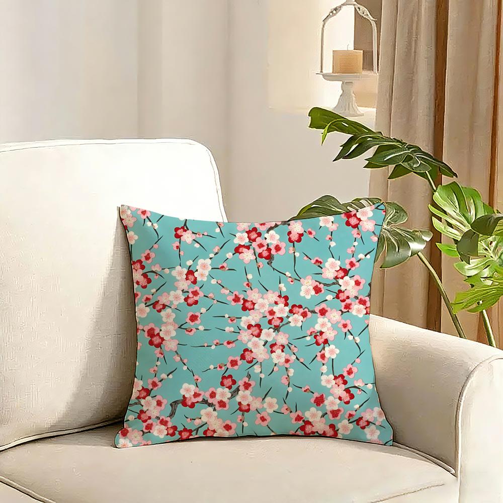 Kimono Fabric Cushion Cover Reversible Plush Pillow Cover Soft Fluffy Home Decor for Sofa Bedroom