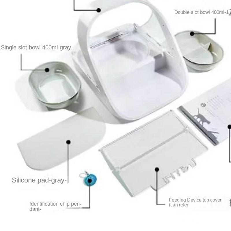 Intelligent Chip Recognition Sensing Cat Water Fountain Automatic Feeders Dog Kibble Container Elevated Pet Bowl Animal Products