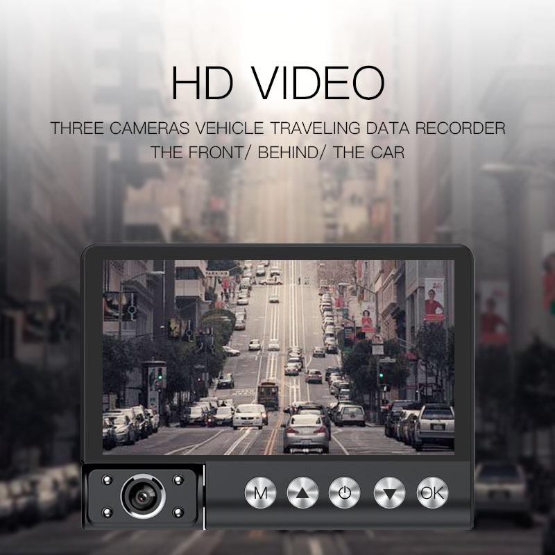 3Lens FHD 1080P Dashcam Auto DVR Touch Kamera Nachtsicht Loop-Aufnahme Vorne Innen Hinten 3waysVehicle Zubehör