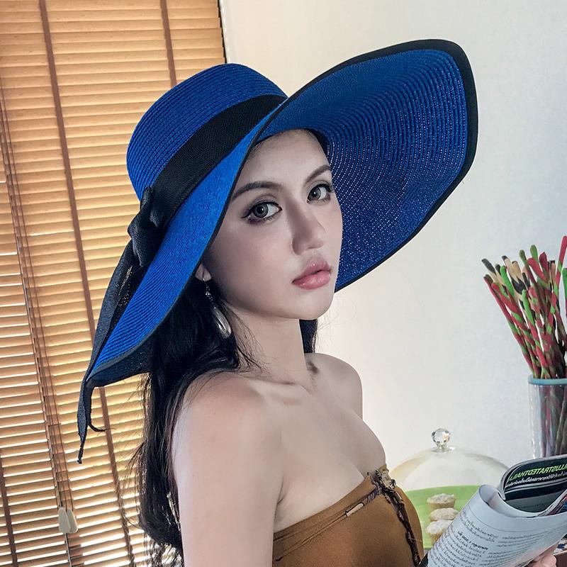 Straw hat, raffia sun hat, sun protection, large edge to show the face, small hat, trendy versatile fashion beach hat