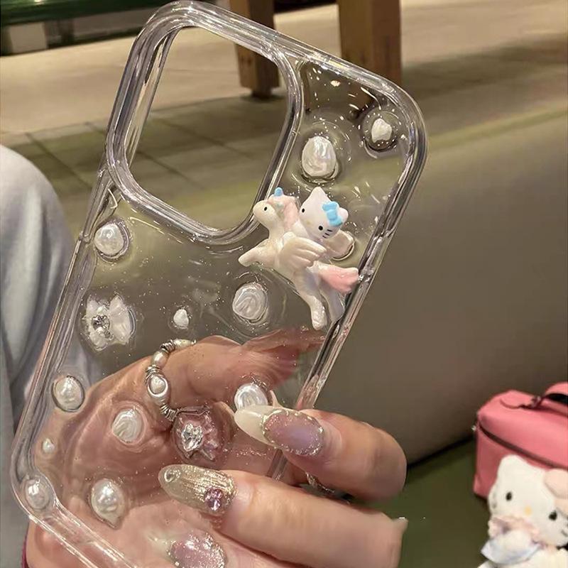 Bow Pearl Glitter Phone Case for IPhone17promax Tianma KT Cat for Apple 16 Rhinestone 14 Female