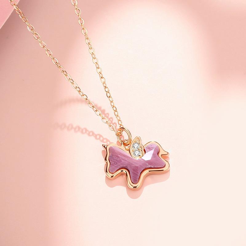 

Танциз Стерлингового Серебра 925 Классическое Женское Ожерелье Кулон Циркон Модный Подарок розового золота