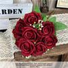 9 Heads Real Happy Imperial Rose Flower Mini Photography Photo Gift Valentine's Day Flowers 10 Colors Crystal Grass Bouquet
