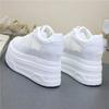 Fashion 12CM Air Mesh Microfiber Leather Autumn Vulcanize Fashion Women Chunky Sneakers Mixed Color Platform Wedge Causal Shoes
