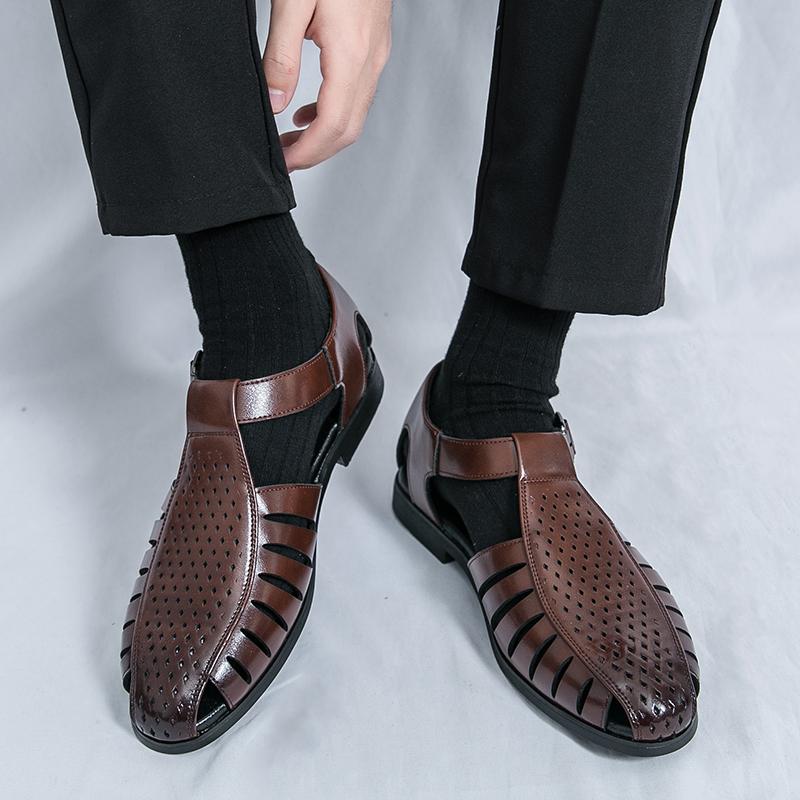 Fashion Breathable Walking Sandals New Loafers Mens Slip On Flats Men's Closed-Toe Sports Sandals Quick-Dry Outdoor Adventure Footwear