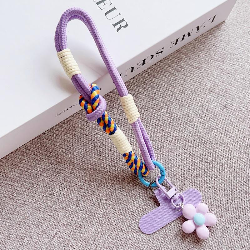 Y2k Korea Ctue Flower Candy Color Phone Lanyard Simplicity Short Phone Strap Pearl Style Phone Chain Bracelet Phone Accessories