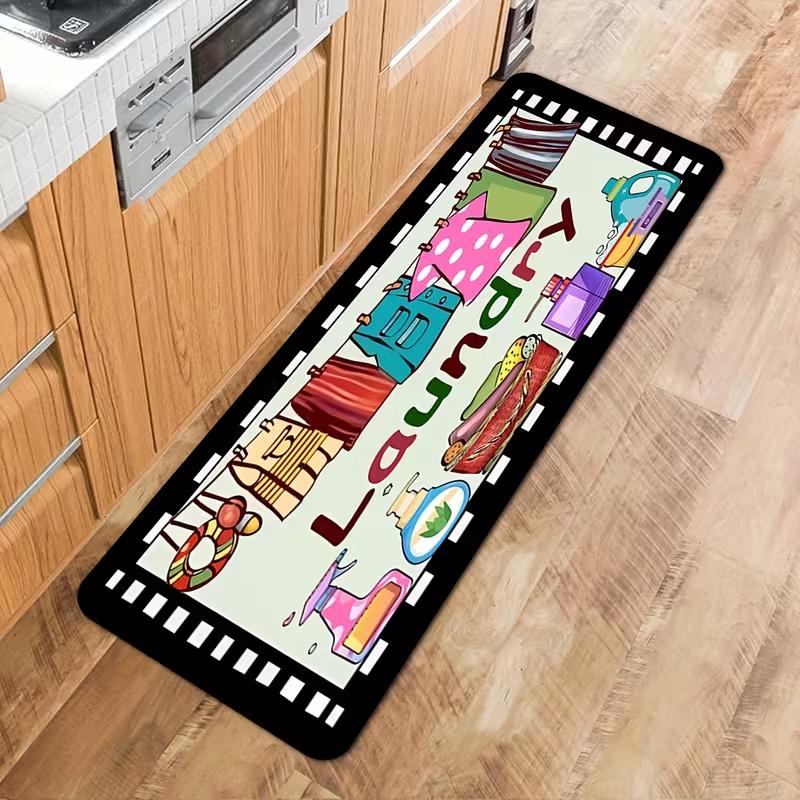 Colorful Laundry Cartoon Printed Rug Non Slip For Kitchen Hallway Living Room Entryway Sink Home Decor Floor Mat Anti-fatigue
