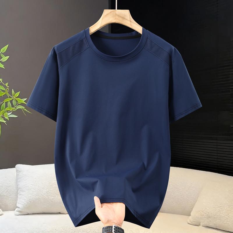 

Men s Plus Size Quick Dry T-Shirt, Breathable Mesh Panel Casual Sport Tee (4XL-10XL) 10XL(155kg-165kg) синій
