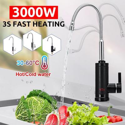 3000W 220V Kitchen Flow Electric Water Heater Instant Hot Water Heater Cold Heating Tankless Water Heater With LED