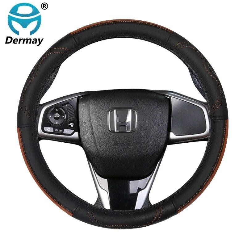 

Для Honda Civic 2016 2022 чехол на руль автомобиля из натуральной кожи 10-го поколения, бренд DERMAY, высокое качество