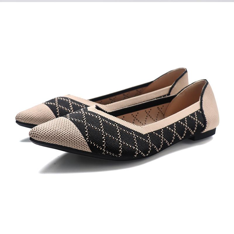 

Туфли-лодочки с острым носком, вязаные, на плоской подошве, женские туфли, туфли Дуду, весенне-осенние 34