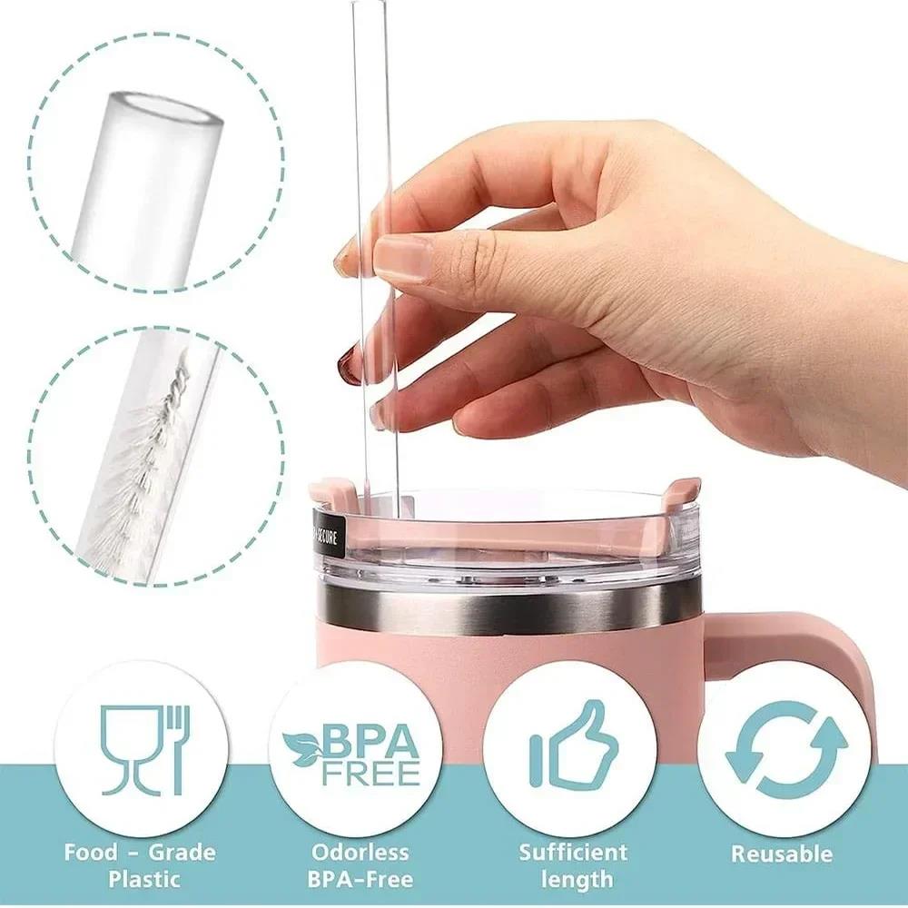 30cm Replacement Straw for Insulation Cup Simple Reusable Long Straws for 30 Oz 40 Oz Tumbler Cup Straws with Cleaning Brush 5
