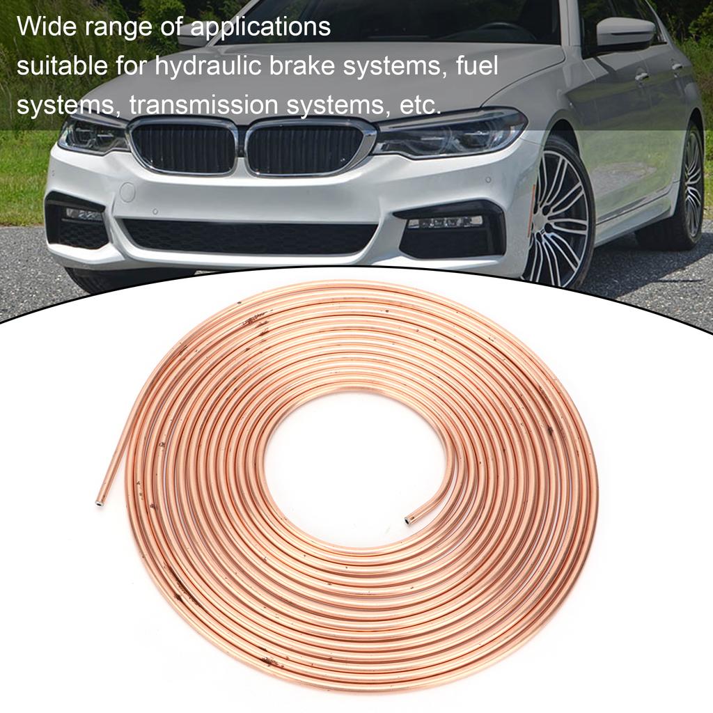 25ft Brake Line Tubing Copper Nickel Plated 3Celsius16in OD with Fittings for Hydraulic Braking Fuel System(Gold )