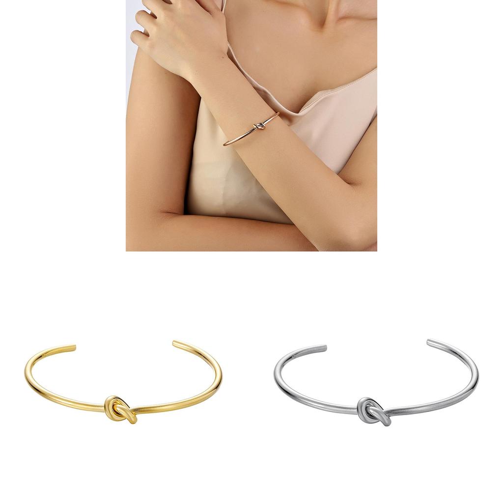 Titanium Steel Minimalist Infinity Knot Bracelets For Men And Women With 18k Gold Plating