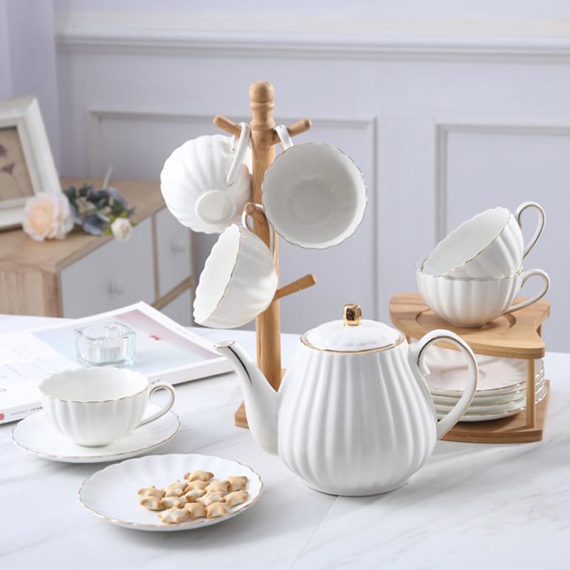 OUNONA Ceramic Teapot, Heat-Resistant, Nordic Style, White, 800ml Capacity, Perfect for Afternoon Tea, Restaurants, Offices, Home Use, and Commercial